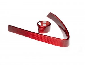 Alfa Romeo Stelvio Front V Shield Grill Frame + Emblem Frame Kit - Carbon Fiber - Red Candy